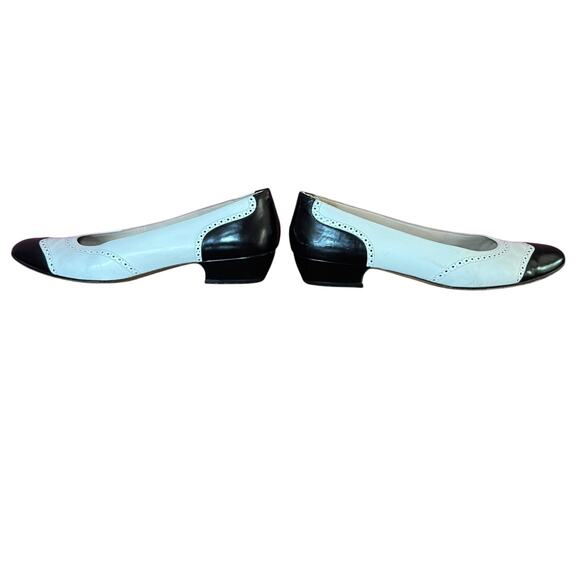 Rare Salvatore Ferragamo Kitten Heels Black - White Size 7 - 7.5 - Picture 6 of 11